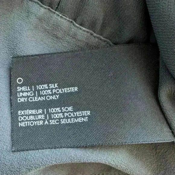 Club Monaco Blouse Shirred Silk Top Grey Statement Sleeves Women's Extra Small - Picture 10 of 12